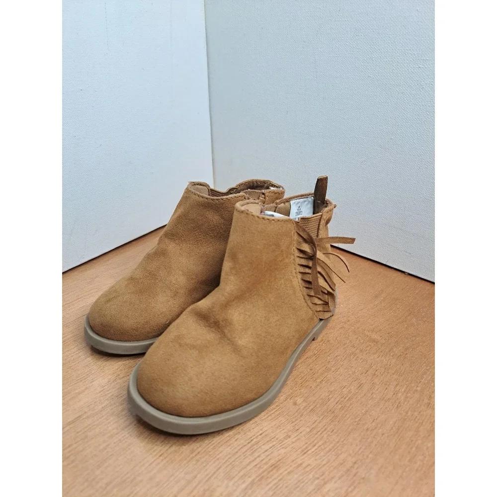 OLD NAVY Girls' Toddler Brown Faux Suede Flat Mid Top Combat Boots Size 6